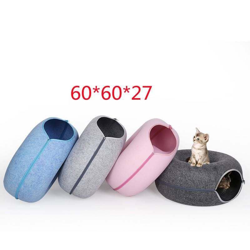 Donut Cat Bed & Tunnel — Calming Self-Warming Bed for Cats & Small Dogs