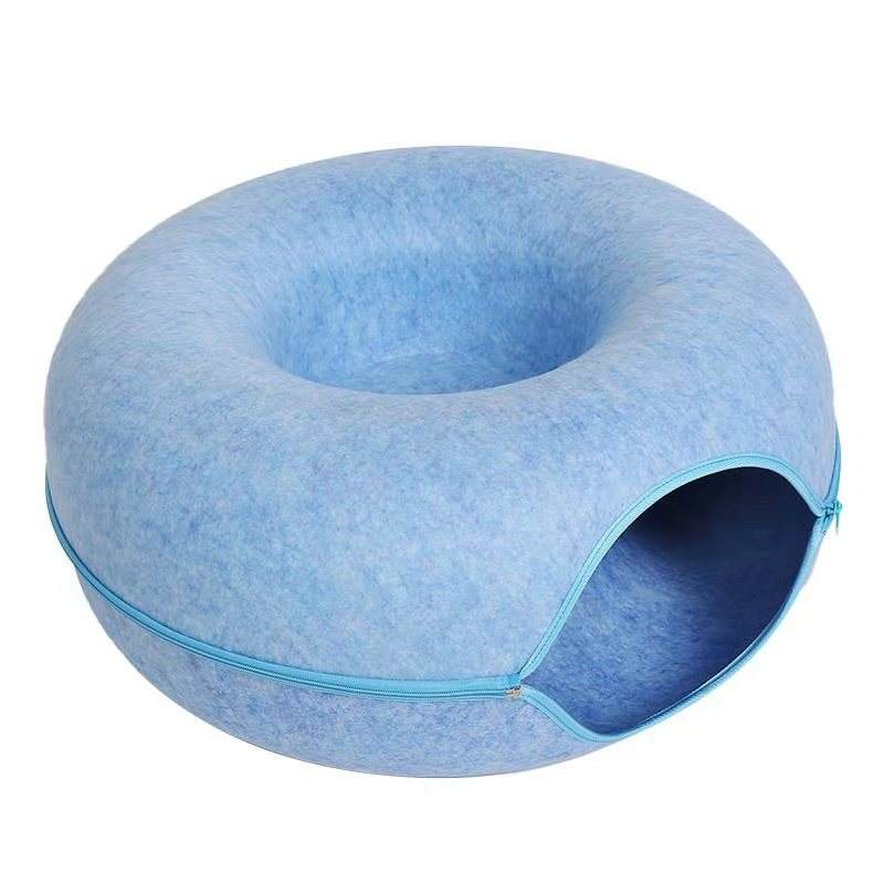 Donut Cat Bed & Tunnel — Calming Self-Warming Bed for Cats & Small Dogs
