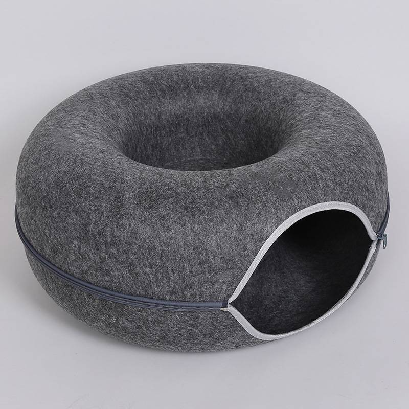 Donut Cat Bed & Tunnel — Calming Self-Warming Bed for Cats & Small Dogs