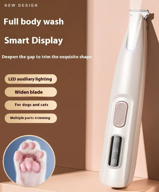 Pet Paw Trimmer with LED Light — Quiet Cordless Grooming for Dogs & Cats