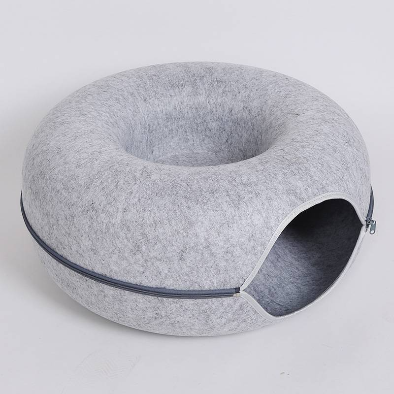 Donut Cat Bed & Tunnel — Calming Self-Warming Bed for Cats & Small Dogs
