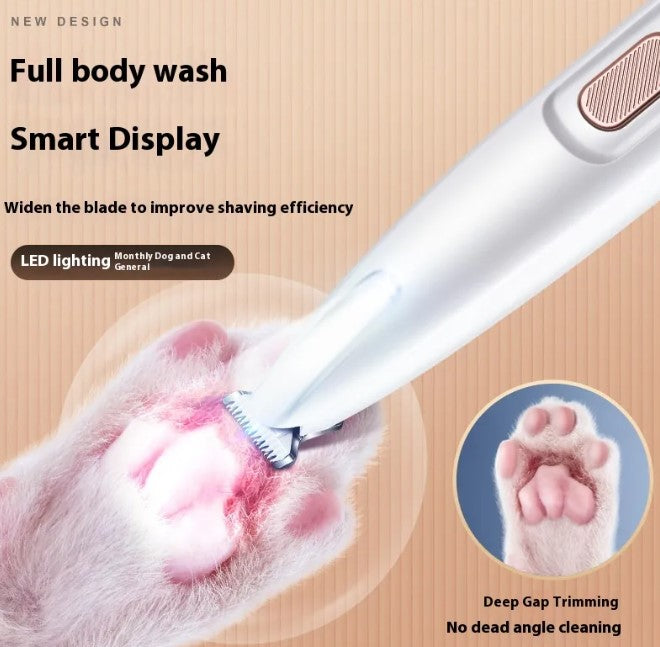 Pet Paw Trimmer with LED Light — Quiet Cordless Grooming for Dogs & Cats