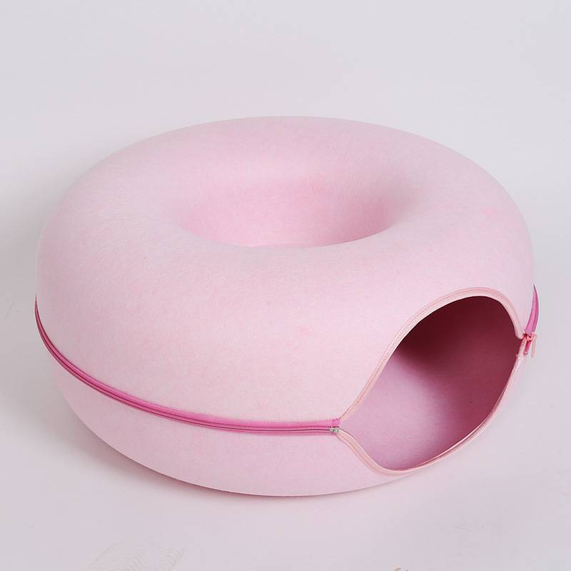 Donut Cat Bed & Tunnel — Calming Self-Warming Bed for Cats & Small Dogs