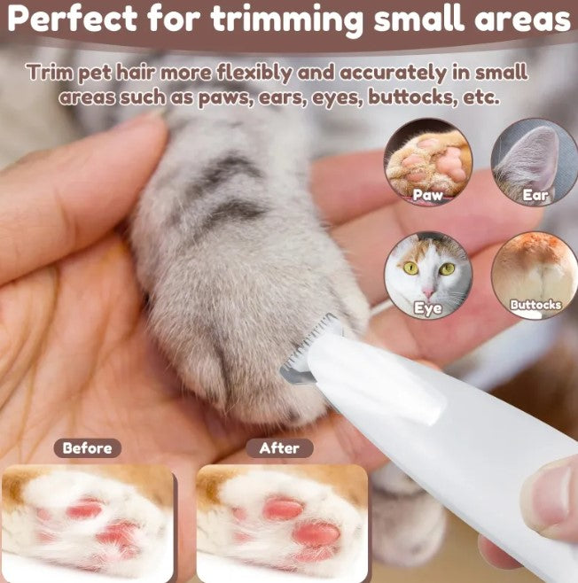 Pet Paw Trimmer with LED Light — Quiet Cordless Grooming for Dogs & Cats